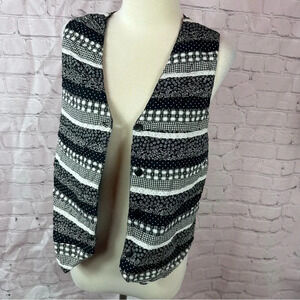 vintage 90s quilted black white vest Casey & Max 100% cotton sz small